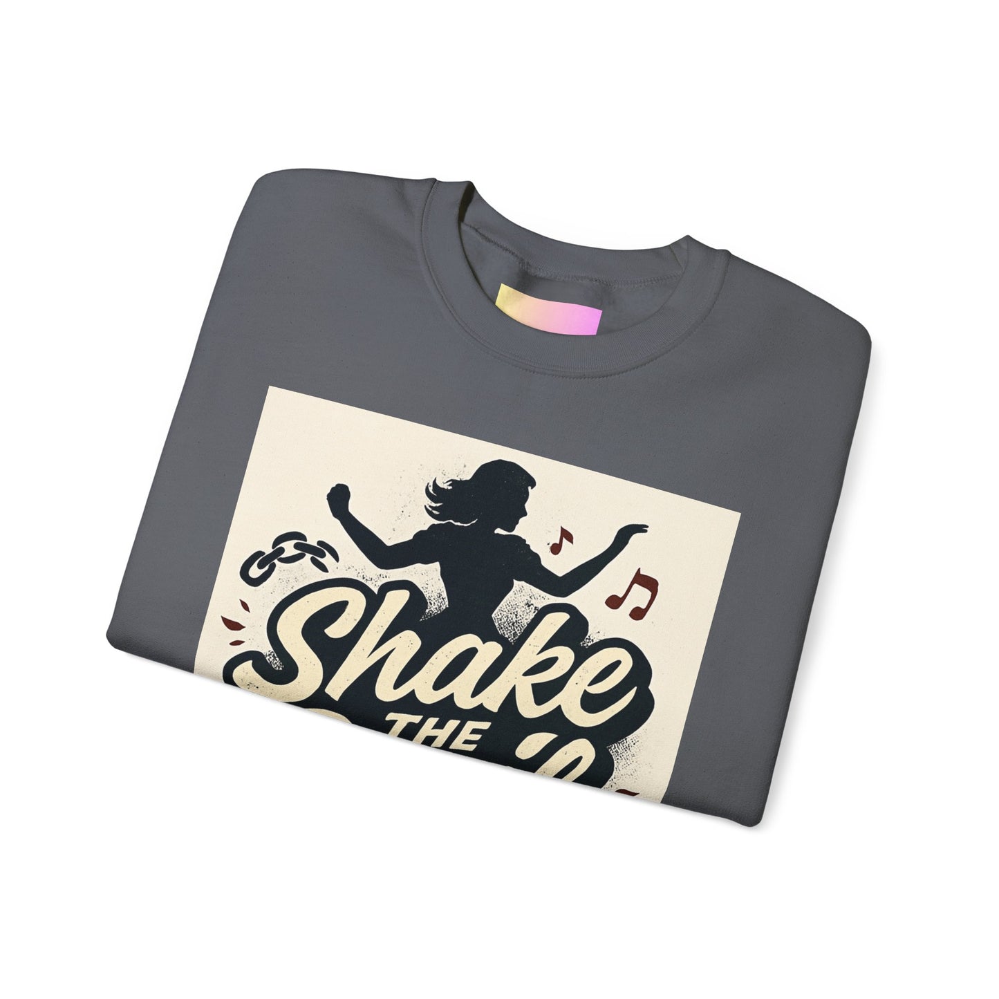 Crewneck Sweatshirt — "Shake the Devil Off" Retro Dance Graphic