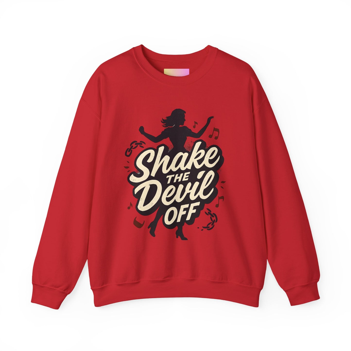 Crewneck Sweatshirt — "Shake the Devil Off" Retro Dance Graphic