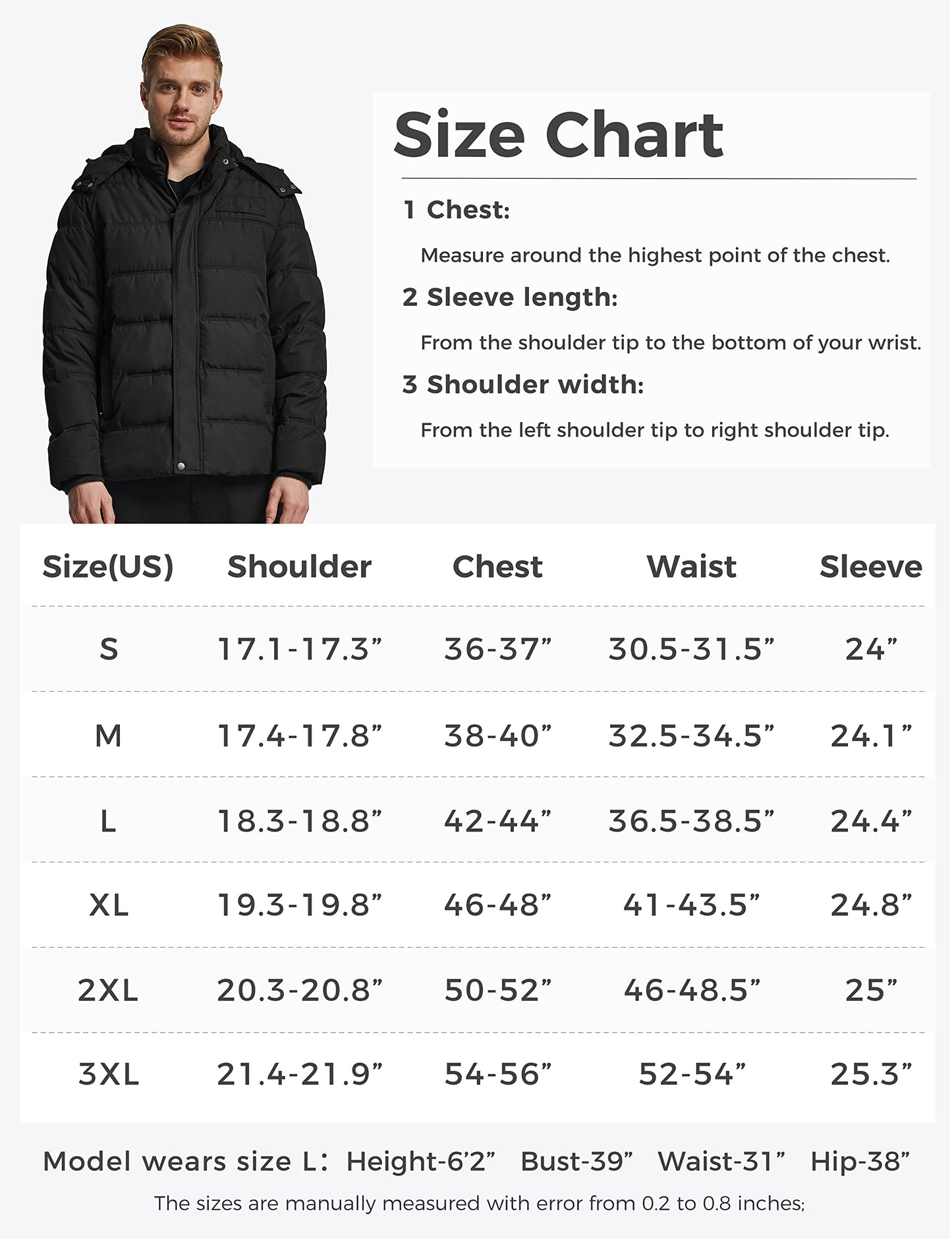 Wantdo Men's Hooded Winter Coat Warm Puffer Jacket Thicken Cotton Coat with Removable Hood