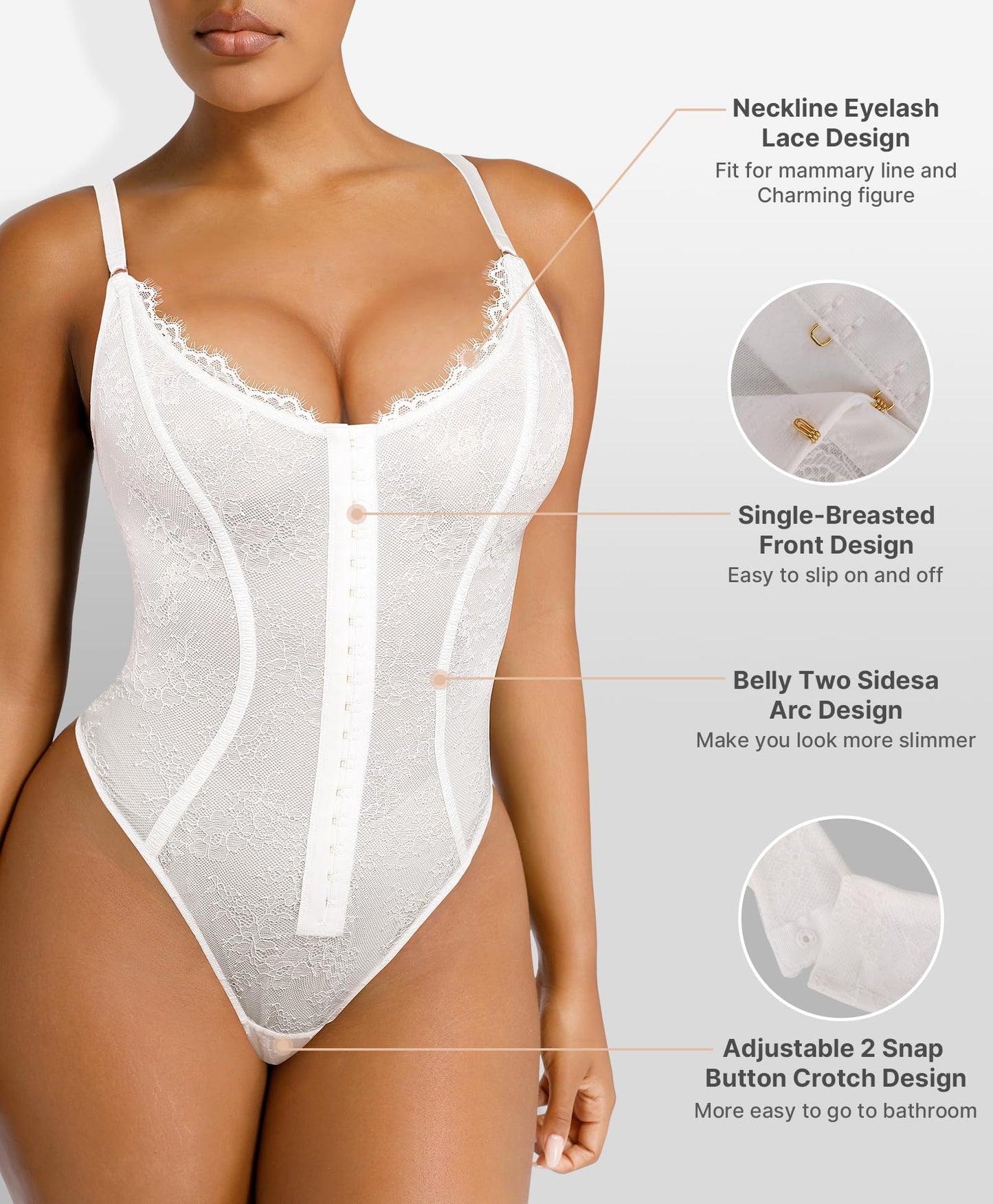 SHAPELLX Lace Bodysuit for Women Tummy Control Shapewear Backless Body Suits One Piece Body Shaper Thongs