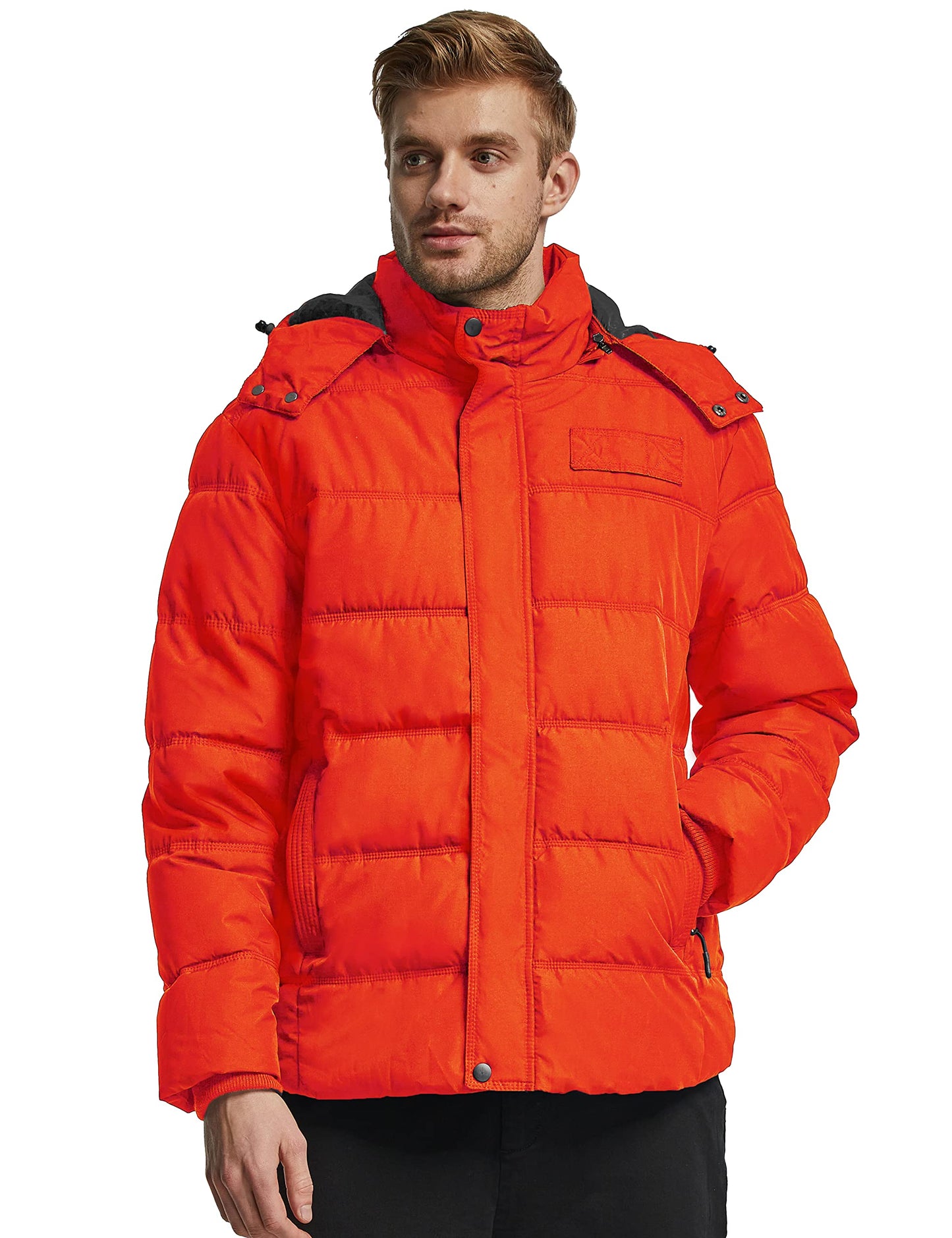 Wantdo Men's Hooded Winter Coat Warm Puffer Jacket Thicken Cotton Coat with Removable Hood