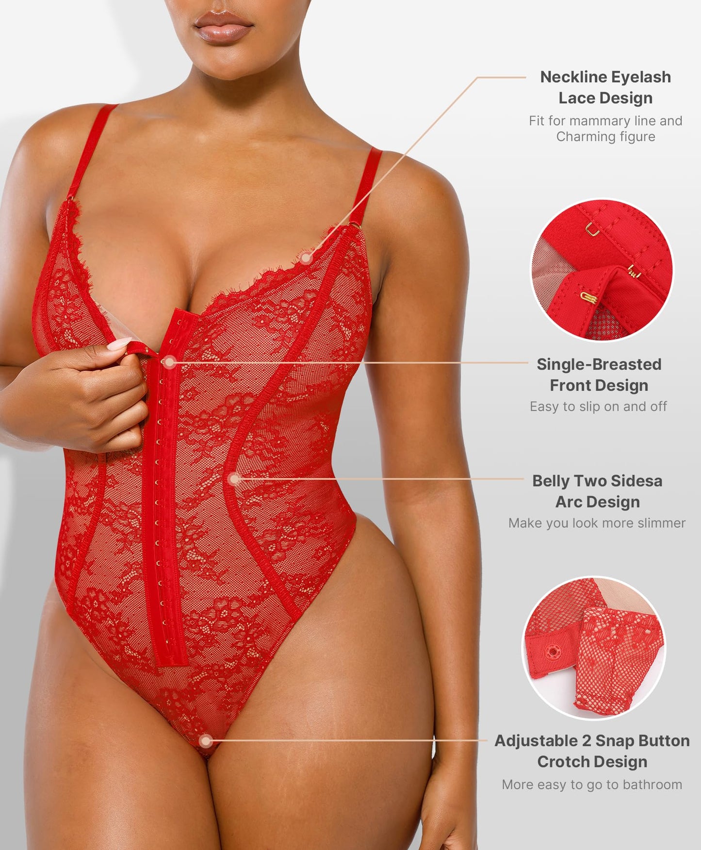 SHAPELLX Lace Bodysuit for Women Tummy Control Shapewear Backless Body Suits One Piece Body Shaper Thongs