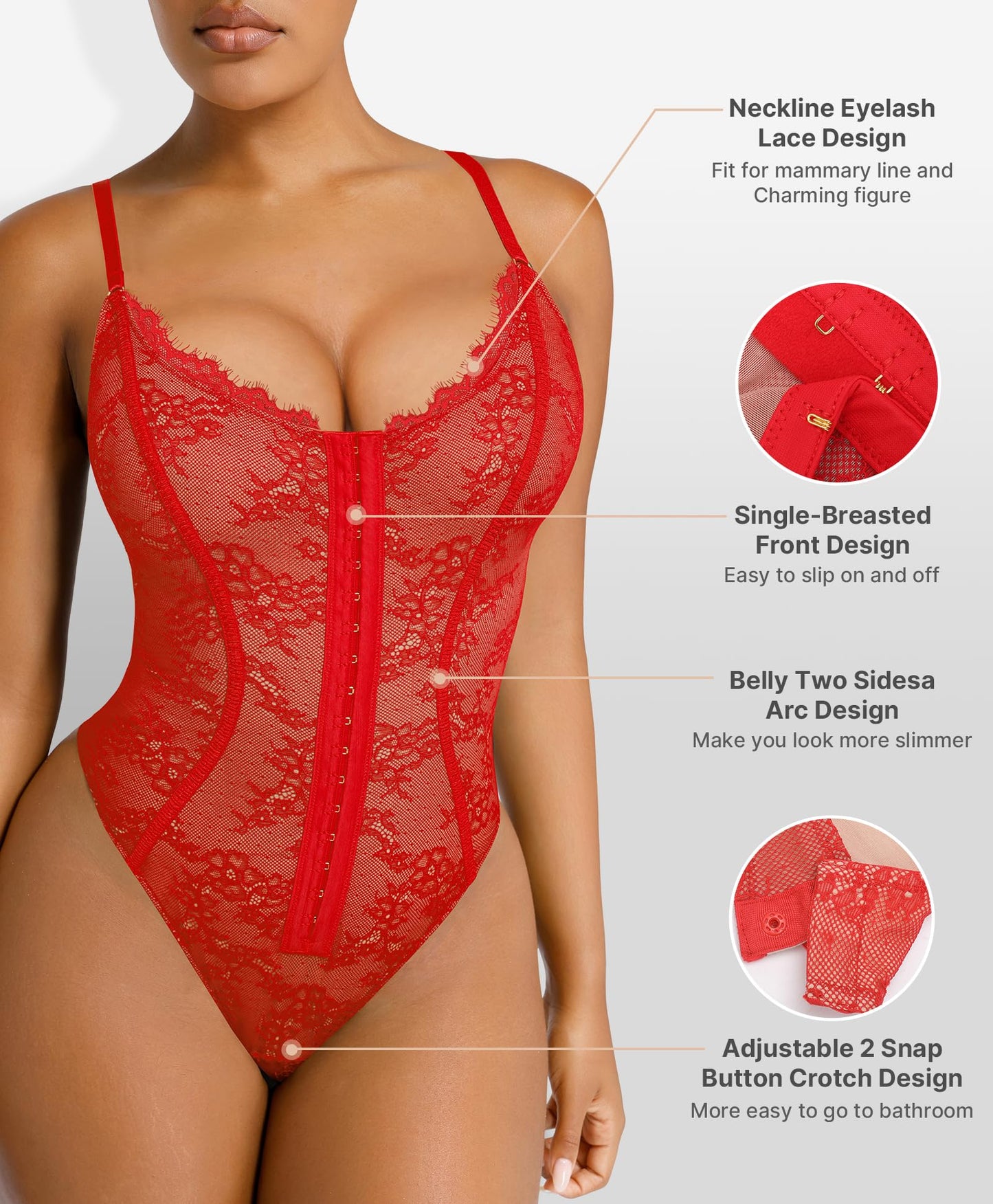SHAPELLX Lace Bodysuit for Women Tummy Control Shapewear Backless Body Suits One Piece Body Shaper Thongs