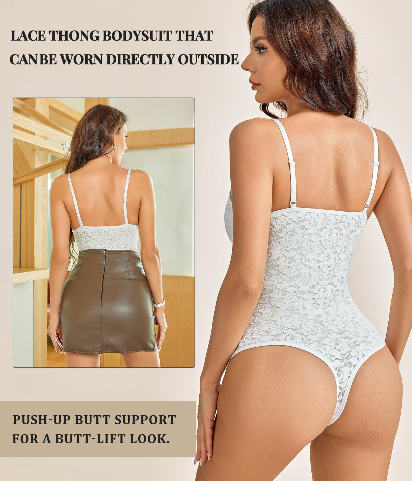 BRABIC Lace Bodysuit for Women Tummy Control Shapewear Sleeveless Tops V-Neck Backless Camisole Jumpsuit Shaper