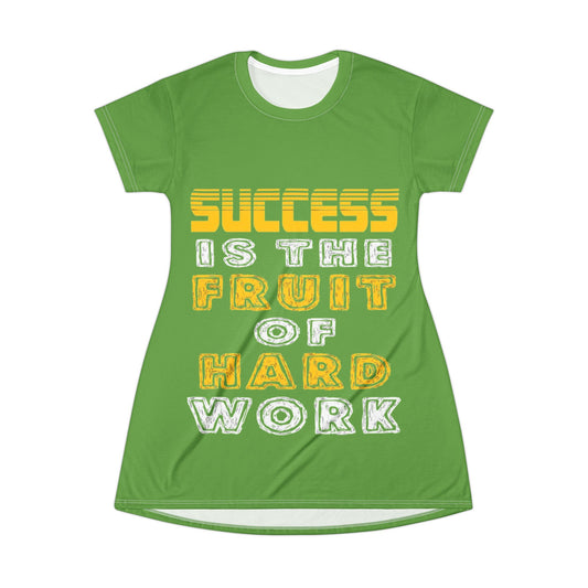 Inspirational 'Success Is The Fruit Of Hard Work' T‑Shirt Dress