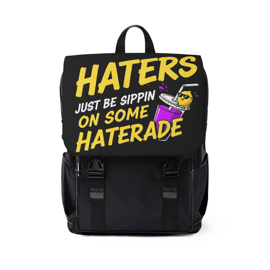 Haters Gonna Sip Backpack – Graphic Casual Shoulder Bag with 'Haters Just Be Sippin' on Some Haterade' Design