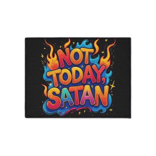 Floor Mat — "Not Today, Satan" Colorful Flame Doormat