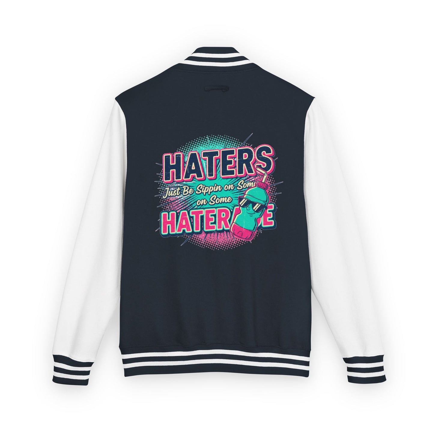 Letterman Jacket — Retro "HATERS" Graphic Varsity Jacket