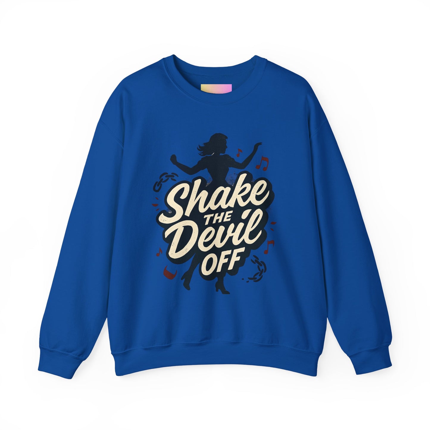 Crewneck Sweatshirt — "Shake the Devil Off" Retro Dance Graphic