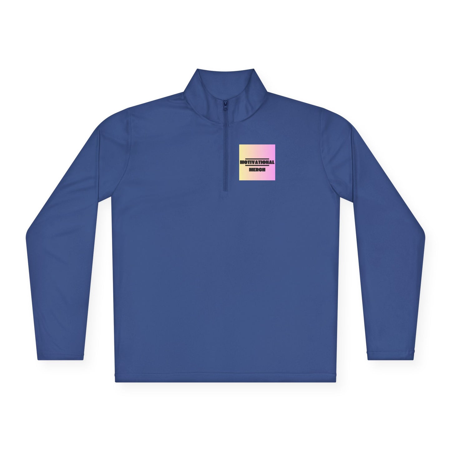 Quarter-Zip Pullover — Pastel Gradient 'Be Here Now' Chest Print