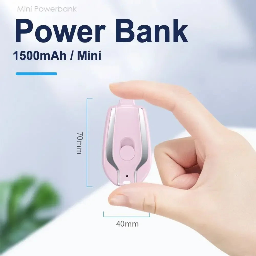 1500mAh Ultra-Compact Keychain Power Bank – Mini External Battery Portable Charger for Android, iPhone & Micro Devices