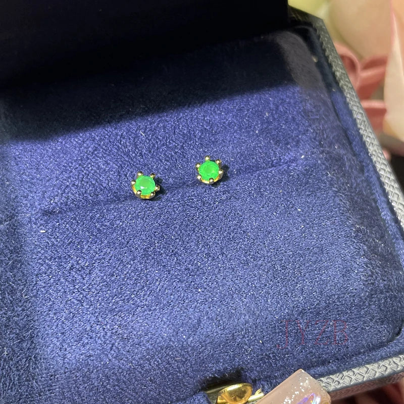100% Natural 3*3 mm Emerald Jewelry 925 silver earrings for Goddess of fine jewelry