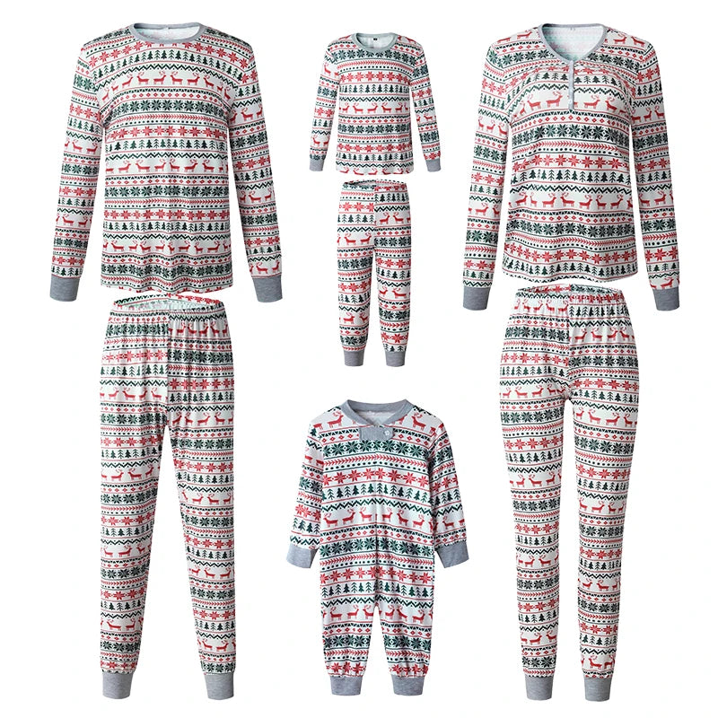 2025 New Year's Costumes Santa Tree Print Family Christmas Pajamas Set Adults Kids Matching Clothing Cute Soft Pyjamas Xmas Look