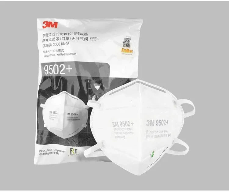 3M KN95 Face Mask 9501+/9502+ Original Adult Reusable Earloop Headband Approved Wide Soft Band Particles Filtering 95% 50Pcs/bag