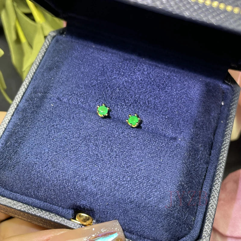 100% Natural 3*3 mm Emerald Jewelry 925 silver earrings for Goddess of fine jewelry
