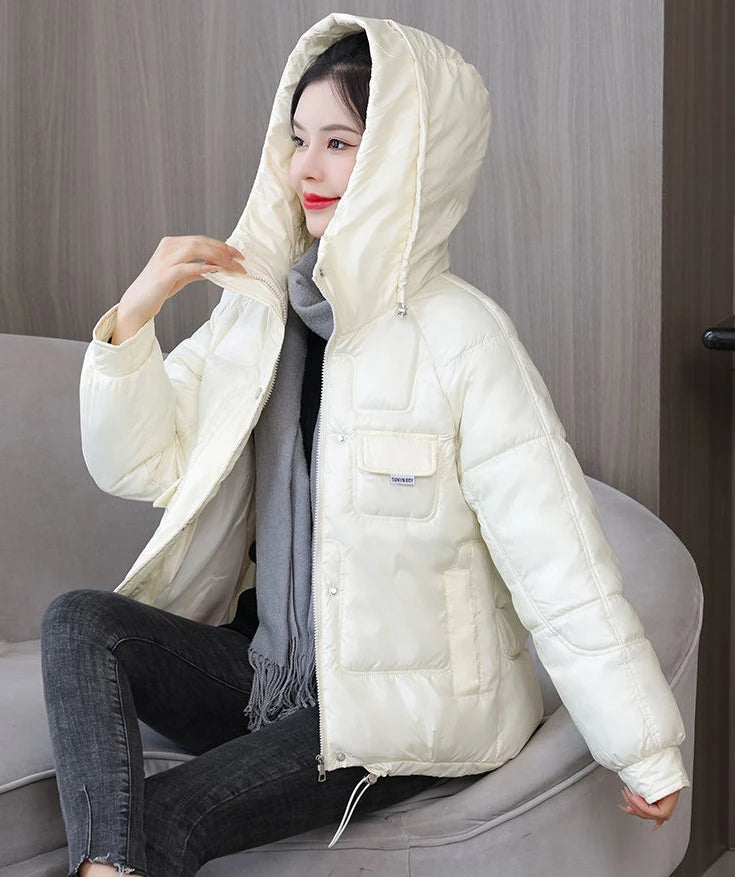 Coats New In Winter Puffer Hooded Coat For Women 2025 High Quality Parkas Demi-season Black Promotion Padding Woman Down Jacket
