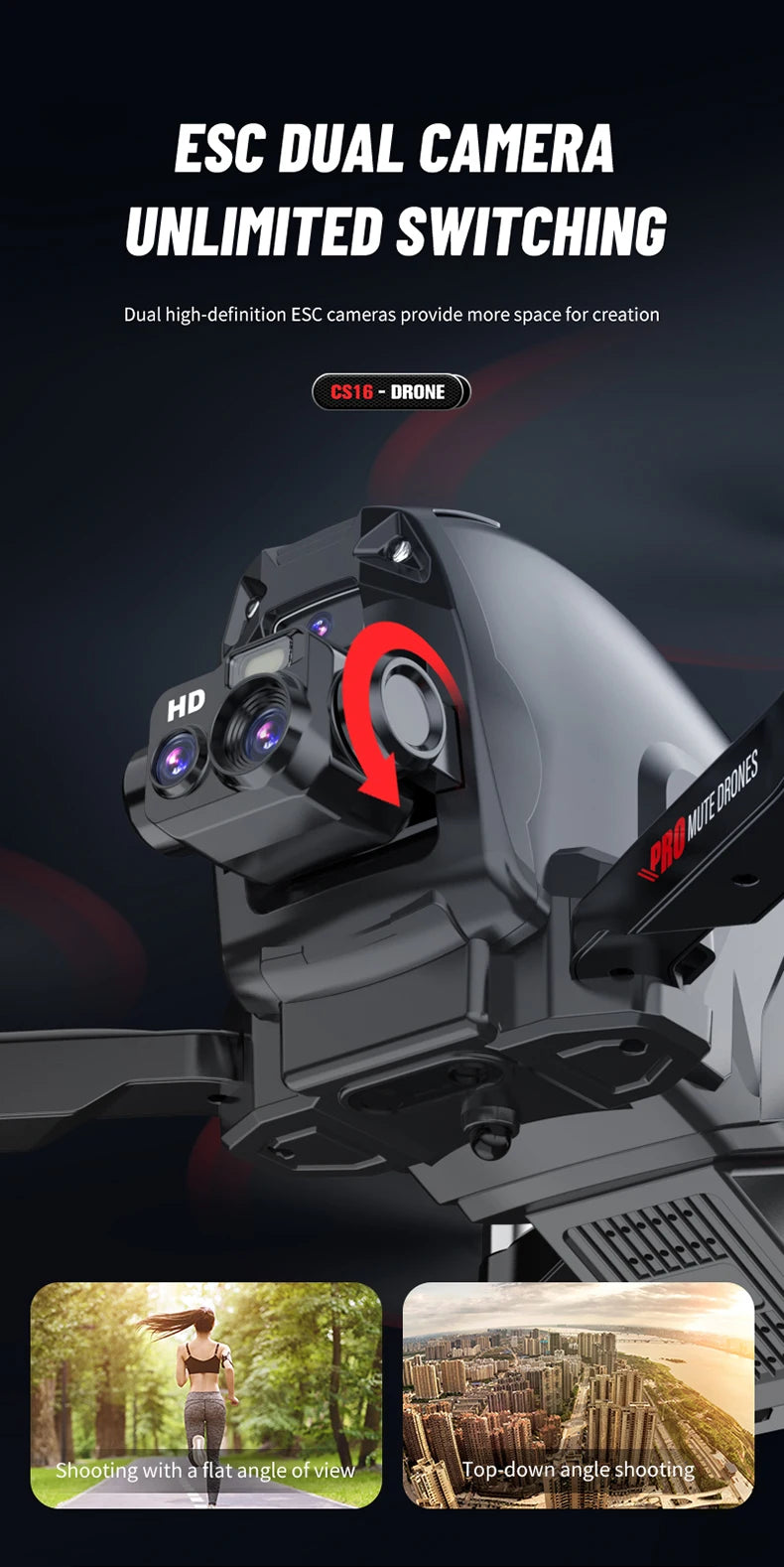 CS16 drone double camera, four sides to avoid obstacles, suitable for beginners Christmas, Thanksgiving, Halloween, gift toys