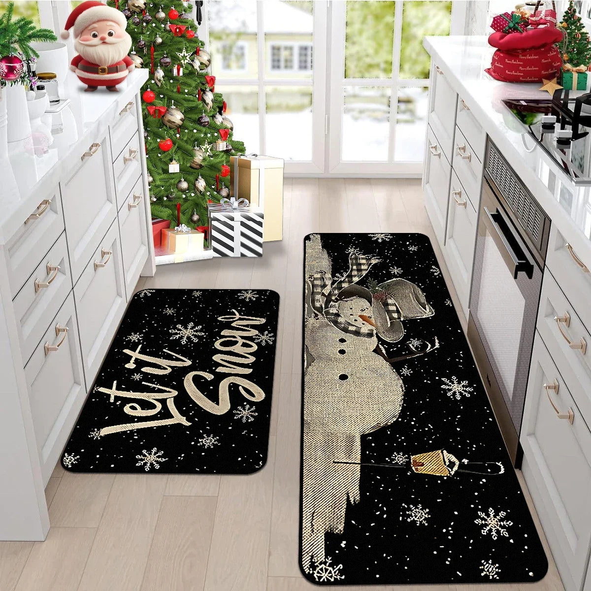Kitchen Floor Mat Long Rug Christmas Themed Carpet Pickup Truck Tree Print Home Decor Anti-slip Foot Mats Wear-resistant 주방바닥매트