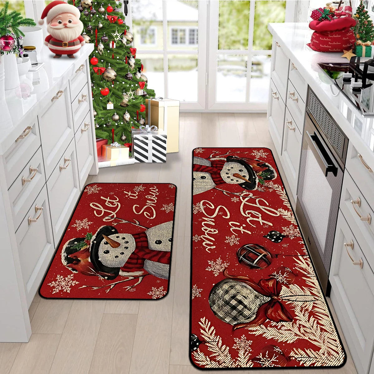 Kitchen Floor Mat Long Rug Christmas Themed Carpet Pickup Truck Tree Print Home Decor Anti-slip Foot Mats Wear-resistant 주방바닥매트