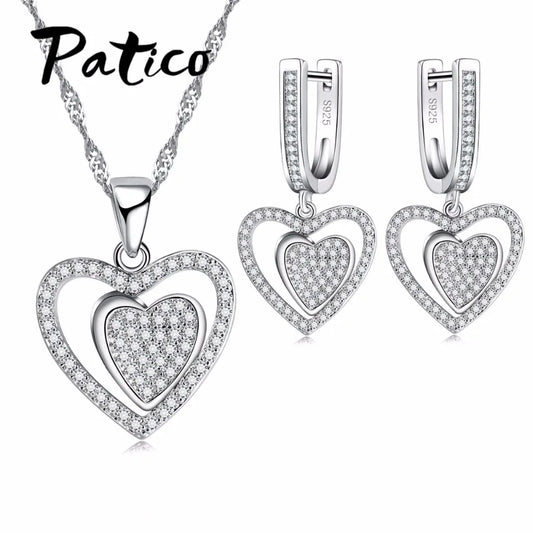 Wedding Jewelry Sets For Brides Fine Silver Drop Crystal Earrings Necklace Wedding Jewelry Genuine 925 Sterling Silver