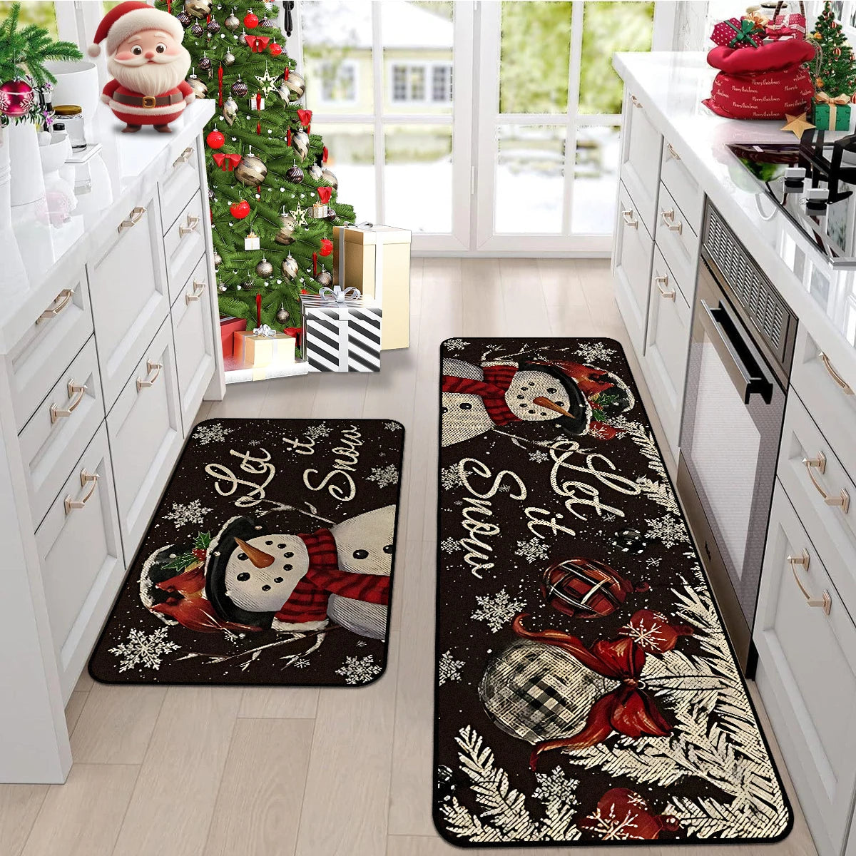 Kitchen Floor Mat Long Rug Christmas Themed Carpet Pickup Truck Tree Print Home Decor Anti-slip Foot Mats Wear-resistant 주방바닥매트