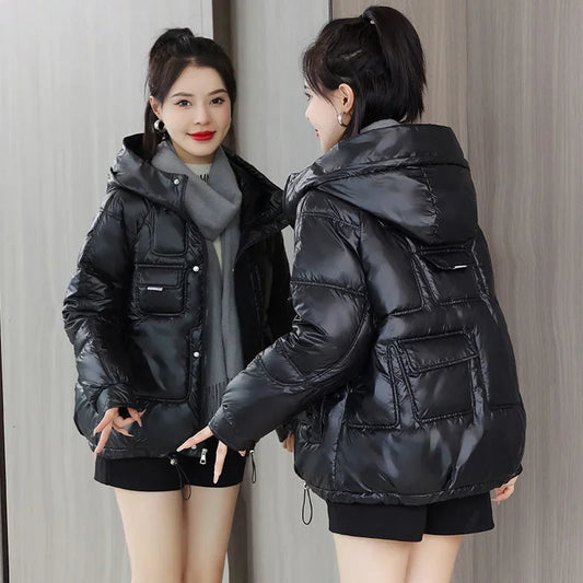 Coats New In Winter Puffer Hooded Coat For Women 2025 High Quality Parkas Demi-season Black Promotion Padding Woman Down Jacket