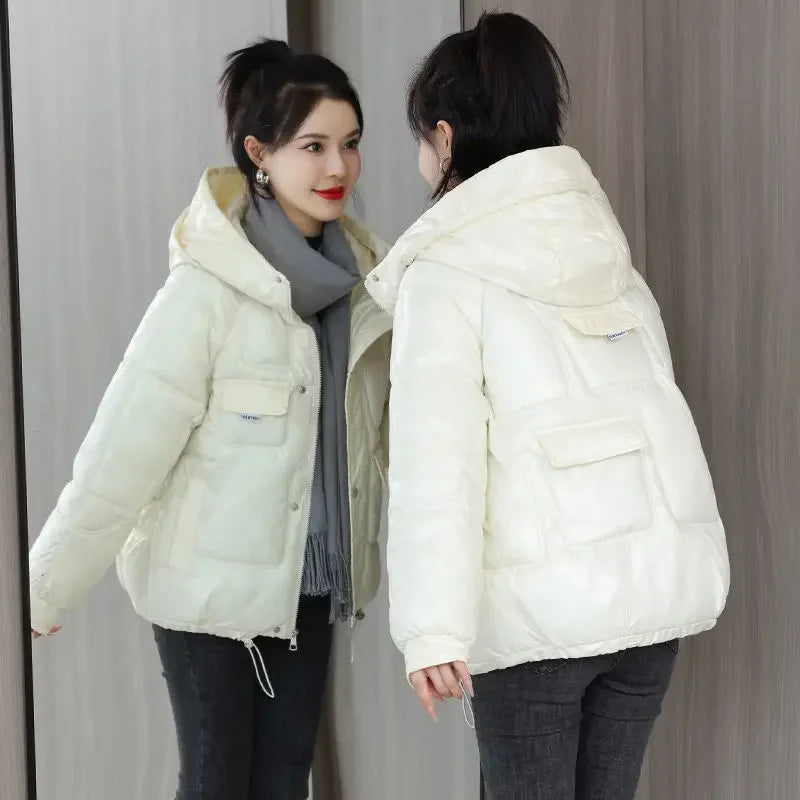 Coats New In Winter Puffer Hooded Coat For Women 2025 High Quality Parkas Demi-season Black Promotion Padding Woman Down Jacket