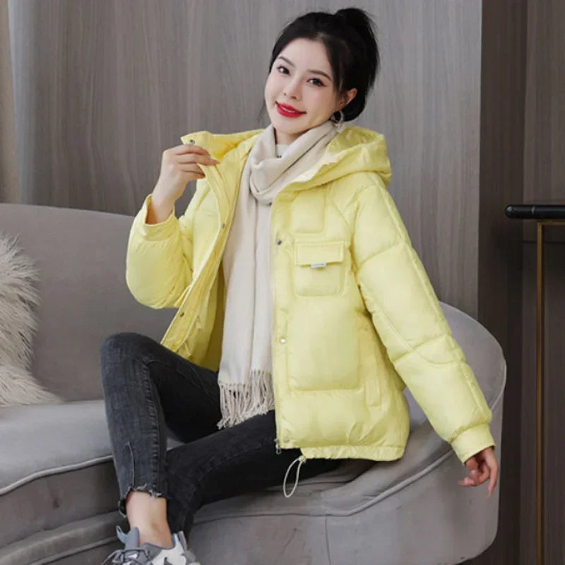 Coats New In Winter Puffer Hooded Coat For Women 2025 High Quality Parkas Demi-season Black Promotion Padding Woman Down Jacket