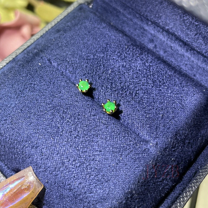 100% Natural 3*3 mm Emerald Jewelry 925 silver earrings for Goddess of fine jewelry