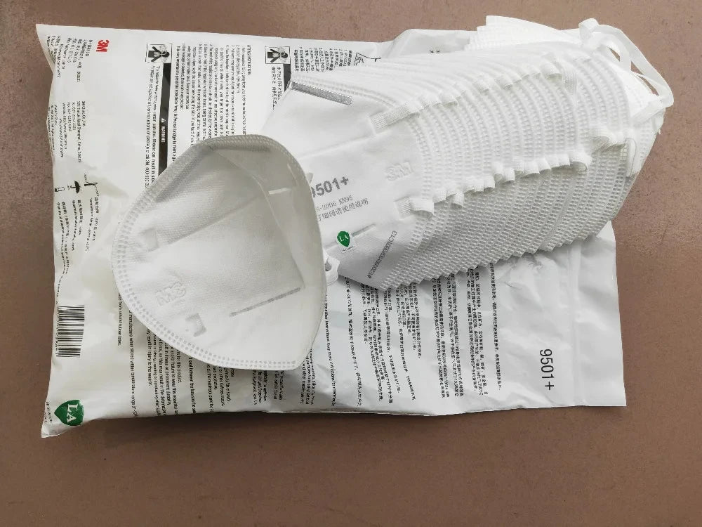 3M KN95 Face Mask 9501+/9502+ Original Adult Reusable Earloop Headband Approved Wide Soft Band Particles Filtering 95% 50Pcs/bag