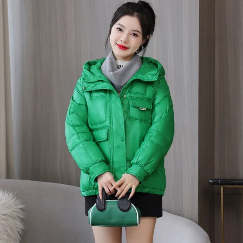 Coats New In Winter Puffer Hooded Coat For Women 2025 High Quality Parkas Demi-season Black Promotion Padding Woman Down Jacket