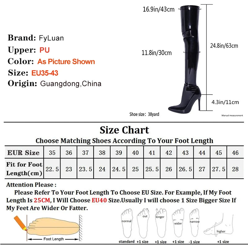 2025 New Sexy High Heels Black Over the Knee Boots For Women Bright Patent Leather Side Zip Winter Thigh High Boots Female Shoes