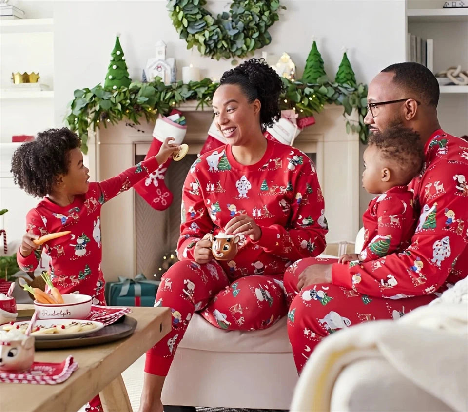 New Year Cotton Christmas Pajamas for the Whole Family Mother Kids Sibling Matching Outfits Couple Xmas Pjs Boys Girls Pyjamas