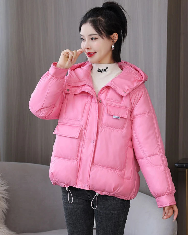 Coats New In Winter Puffer Hooded Coat For Women 2025 High Quality Parkas Demi-season Black Promotion Padding Woman Down Jacket