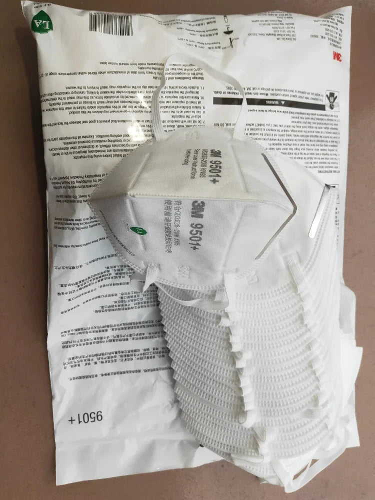 3M KN95 Face Mask 9501+/9502+ Original Adult Reusable Earloop Headband Approved Wide Soft Band Particles Filtering 95% 50Pcs/bag