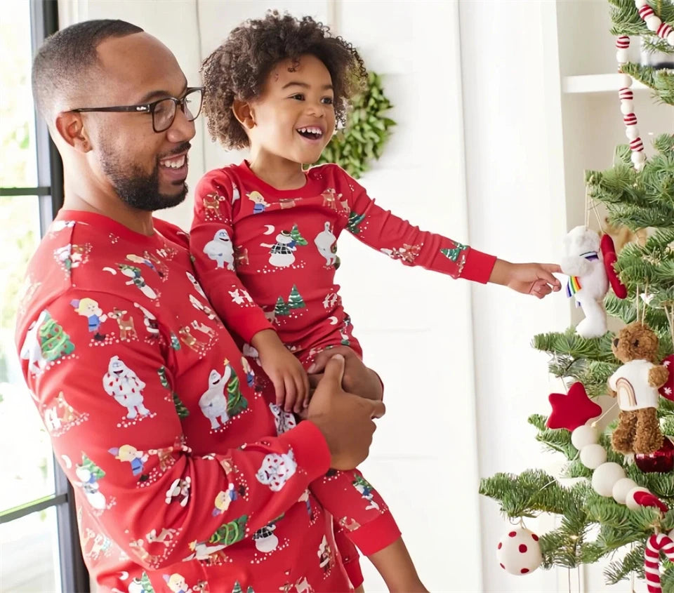 New Year Cotton Christmas Pajamas for the Whole Family Mother Kids Sibling Matching Outfits Couple Xmas Pjs Boys Girls Pyjamas