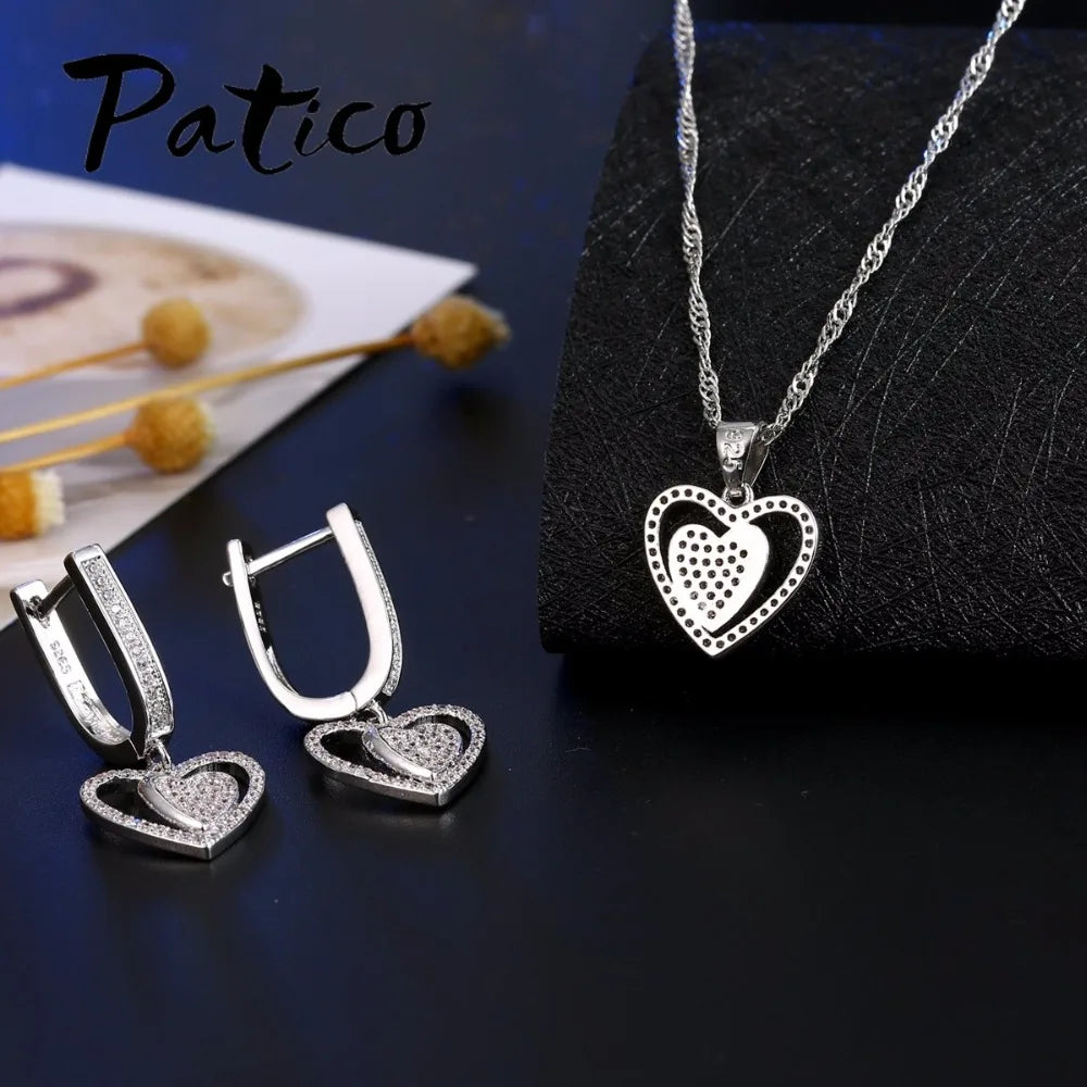 Wedding Jewelry Sets For Brides Fine Silver Drop Crystal Earrings Necklace Wedding Jewelry Genuine 925 Sterling Silver