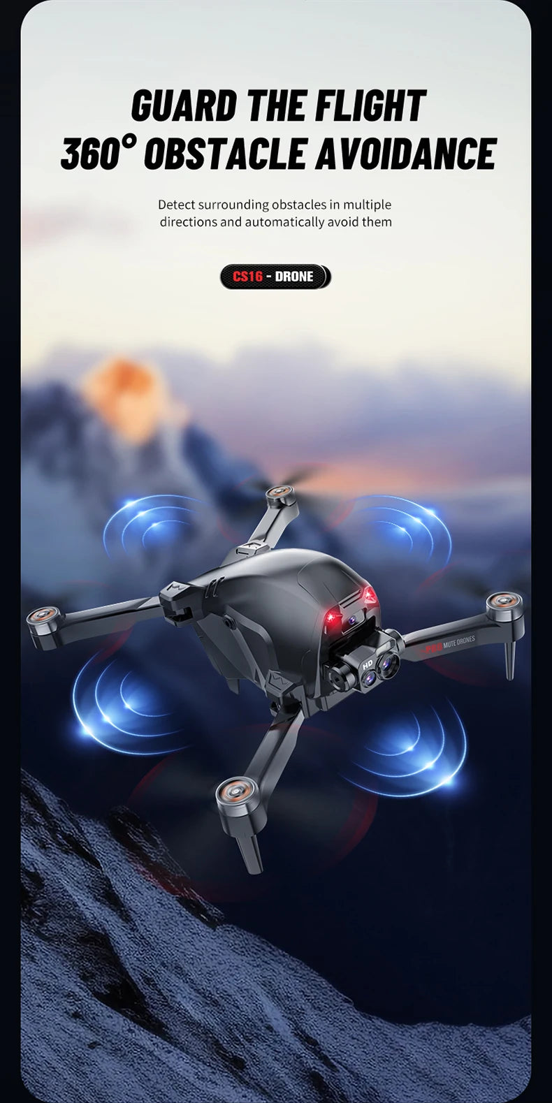 CS16 drone double camera, four sides to avoid obstacles, suitable for beginners Christmas, Thanksgiving, Halloween, gift toys
