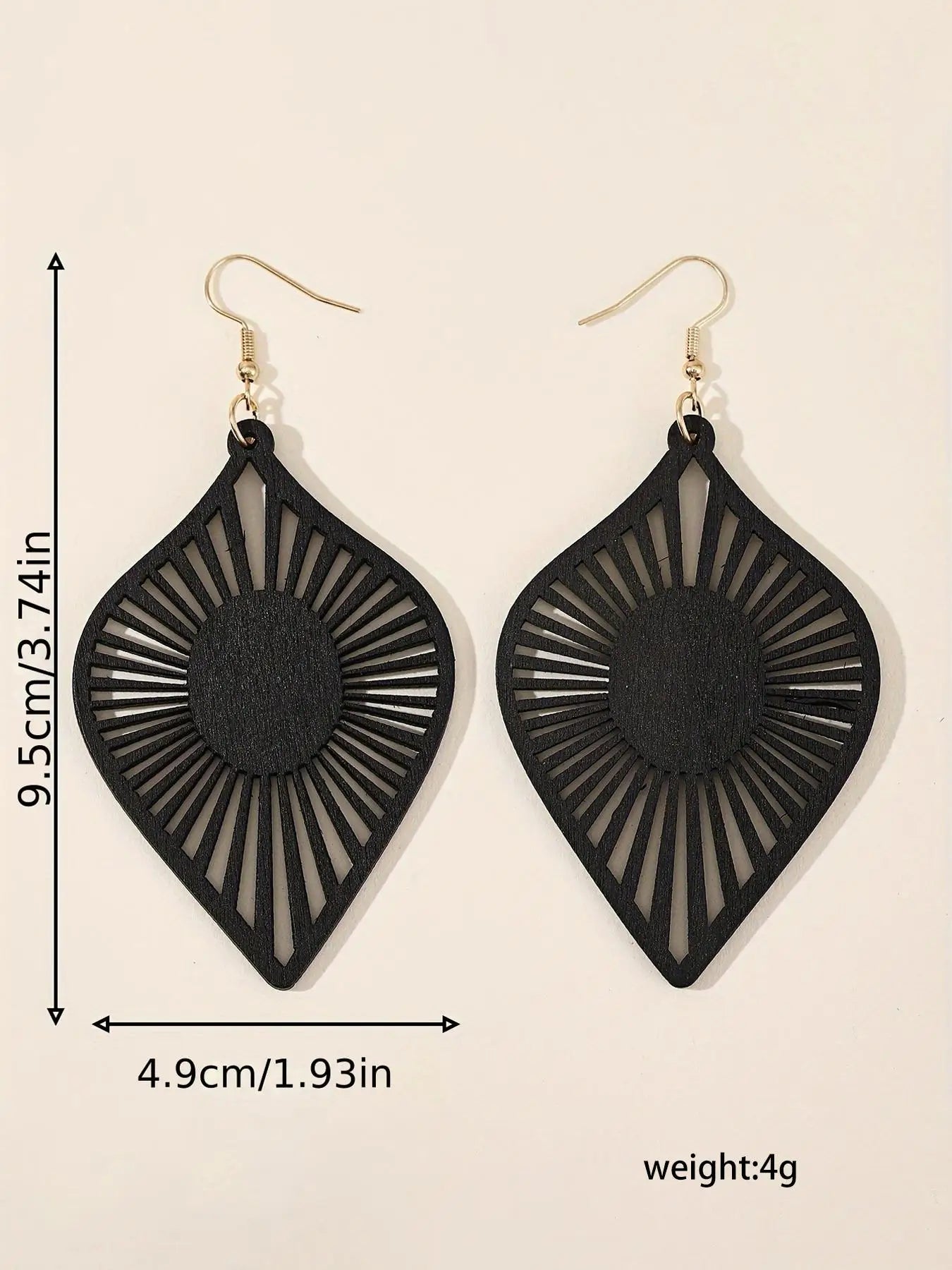 4 Pairs/Set, Retro Elegant Style, Wooden Carved Cut Out Leaf Design Women's Earring Set, Suitable for Daily Wear, Vacation, Gift Giving, Women's Holiday Earring Set, Suitable for All Seasons